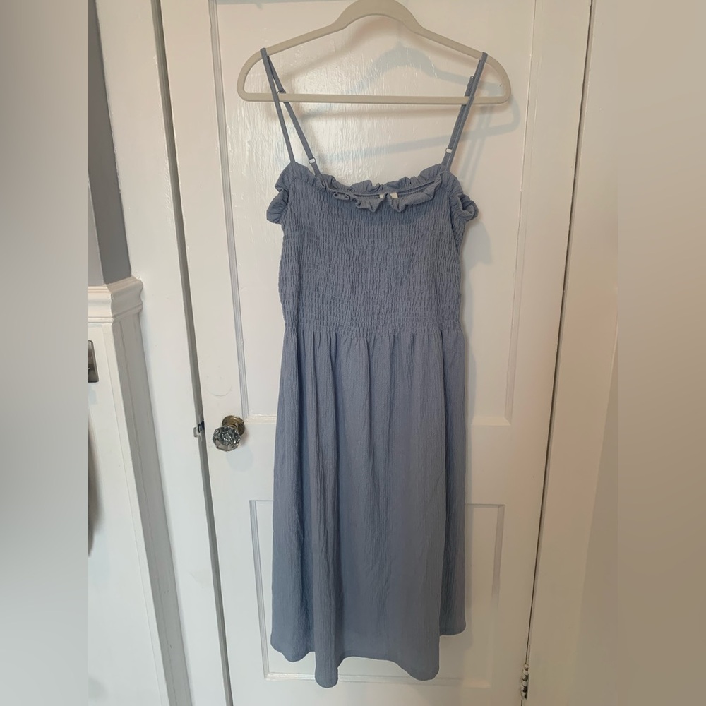 H&M Smocked Spaghetti Strap Midi Dress
